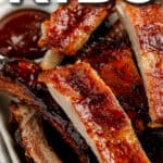 air fryer ribs on a plate with text