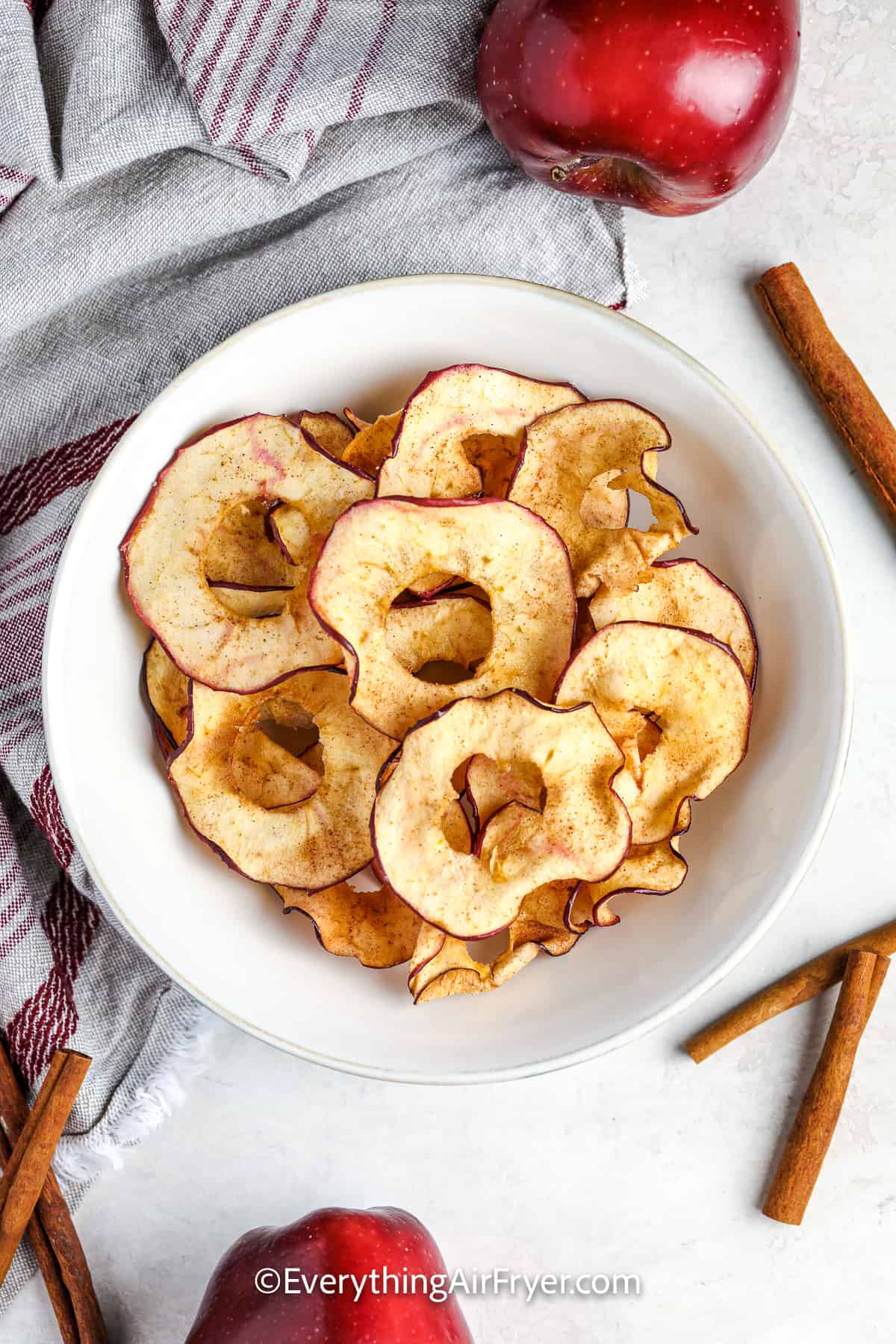 air fryer apple chips in a bowl