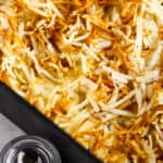 close up of air fryer hash browns