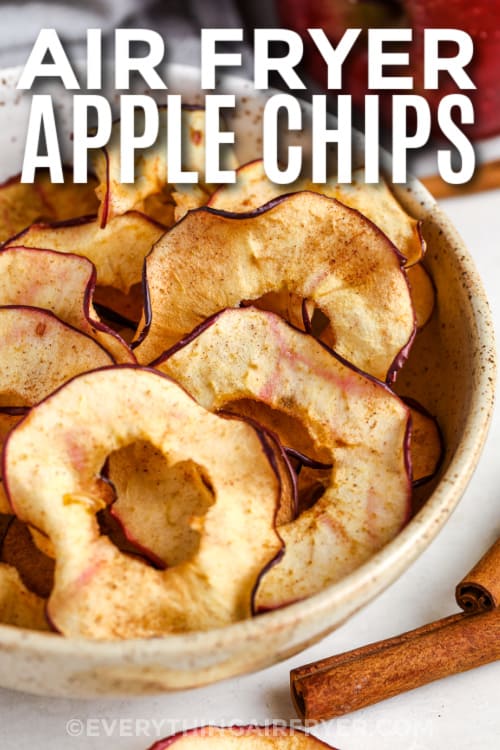 air fryer apple chips with text
