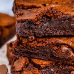 stack of air fryer brownies wth text