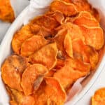 Air Fryer Sweet Potato Chips in a serving dish