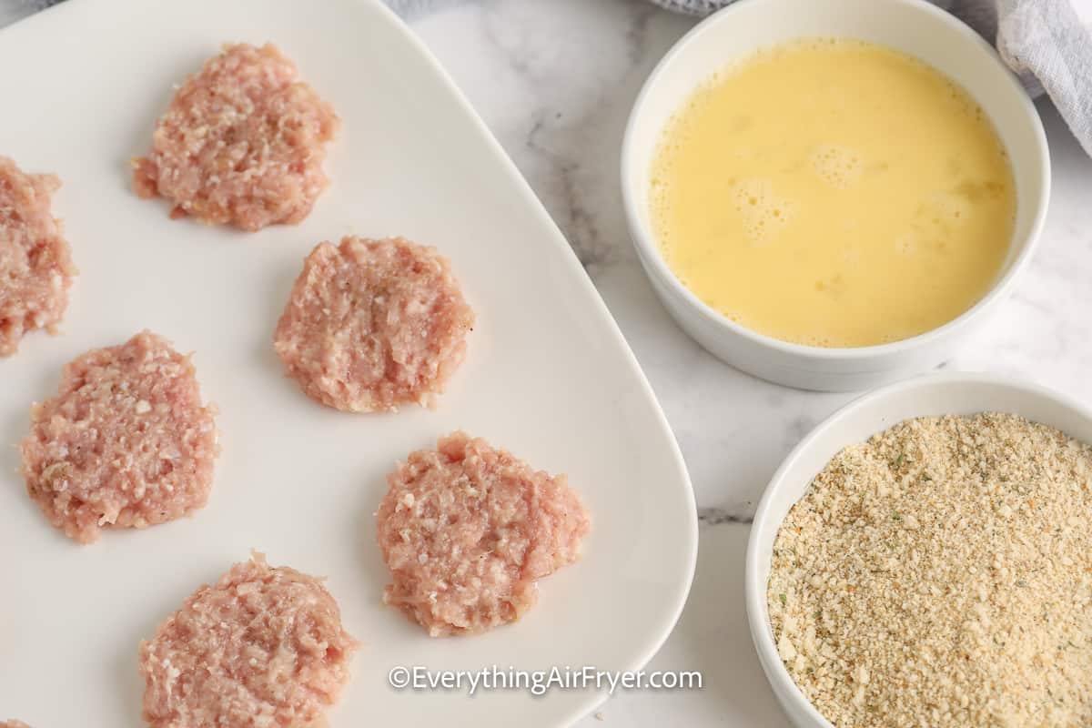ground chicken formed into small patties