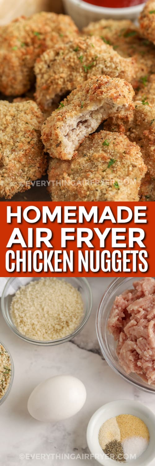homemade chicken nuggets and ingredients with text