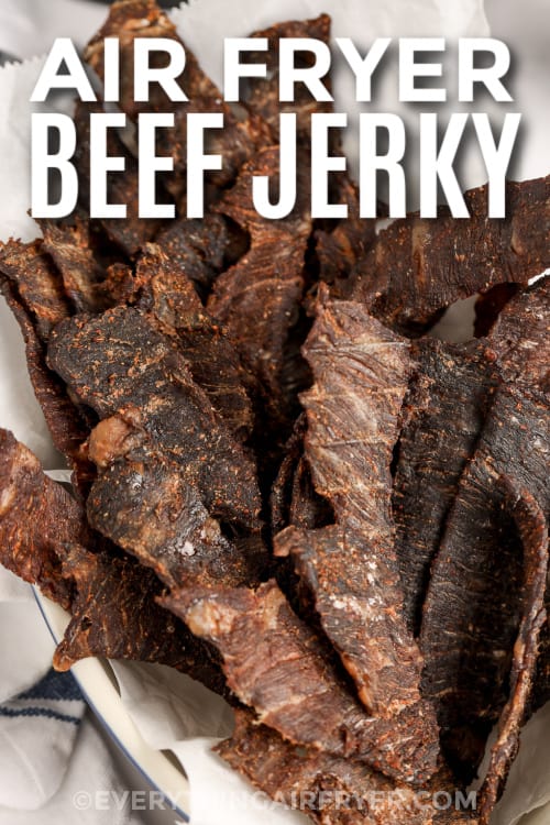 air fryer beef jerky with text