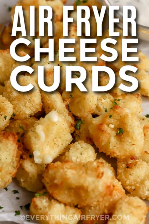 air fryer cheese curds with text
