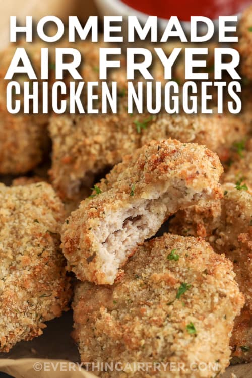 homemade chicken nuggets with text