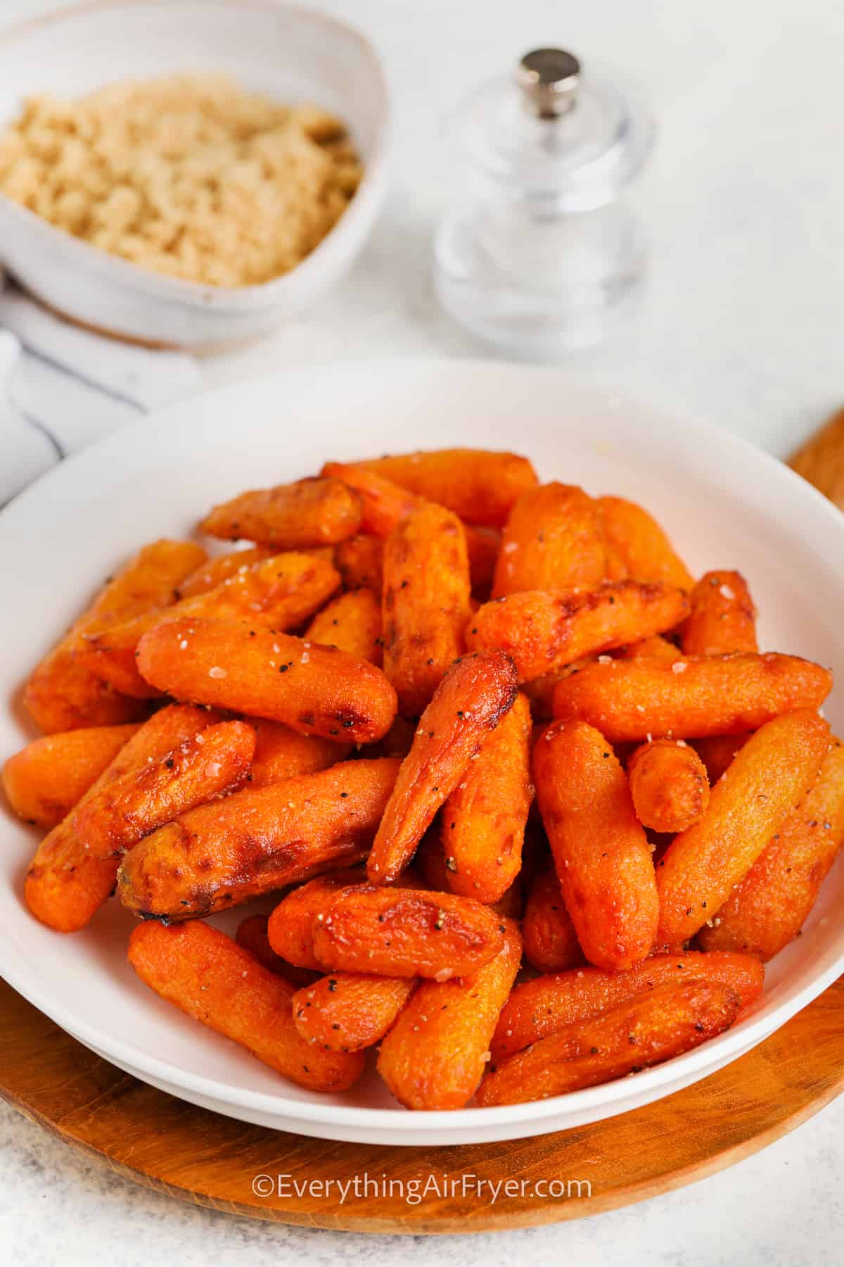 Air Fryer Baby Carrots in a serving dish