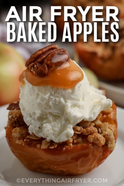 air fryer baked apples with text