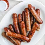 Air Fryer Breakfast Sausages on a white plate