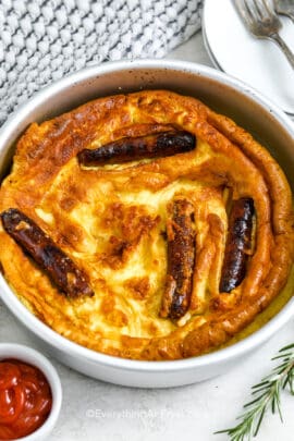 dish of air fryer toad in a hole