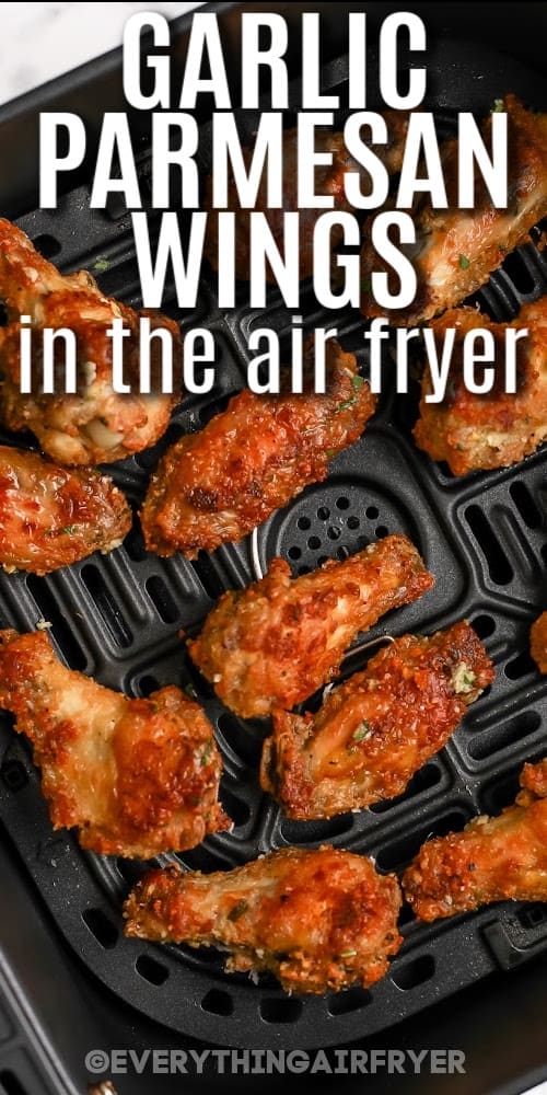 garlic parmesan wings in the air fryer with text