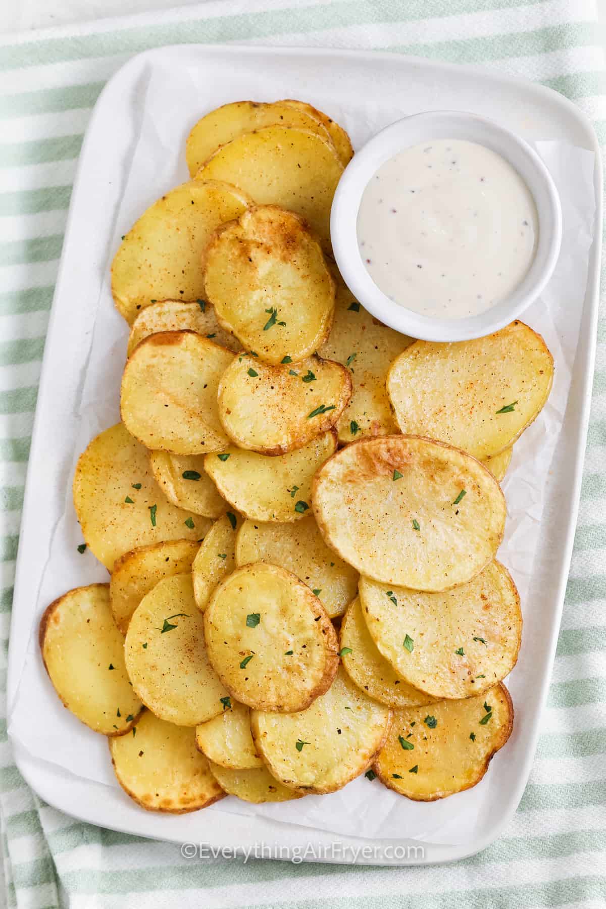 Sliced Potatoes in the Air Fryer with dip