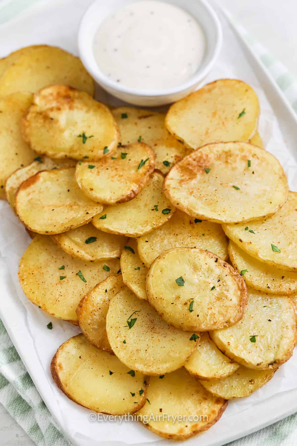 plated Sliced Potatoes in the Air Fryer