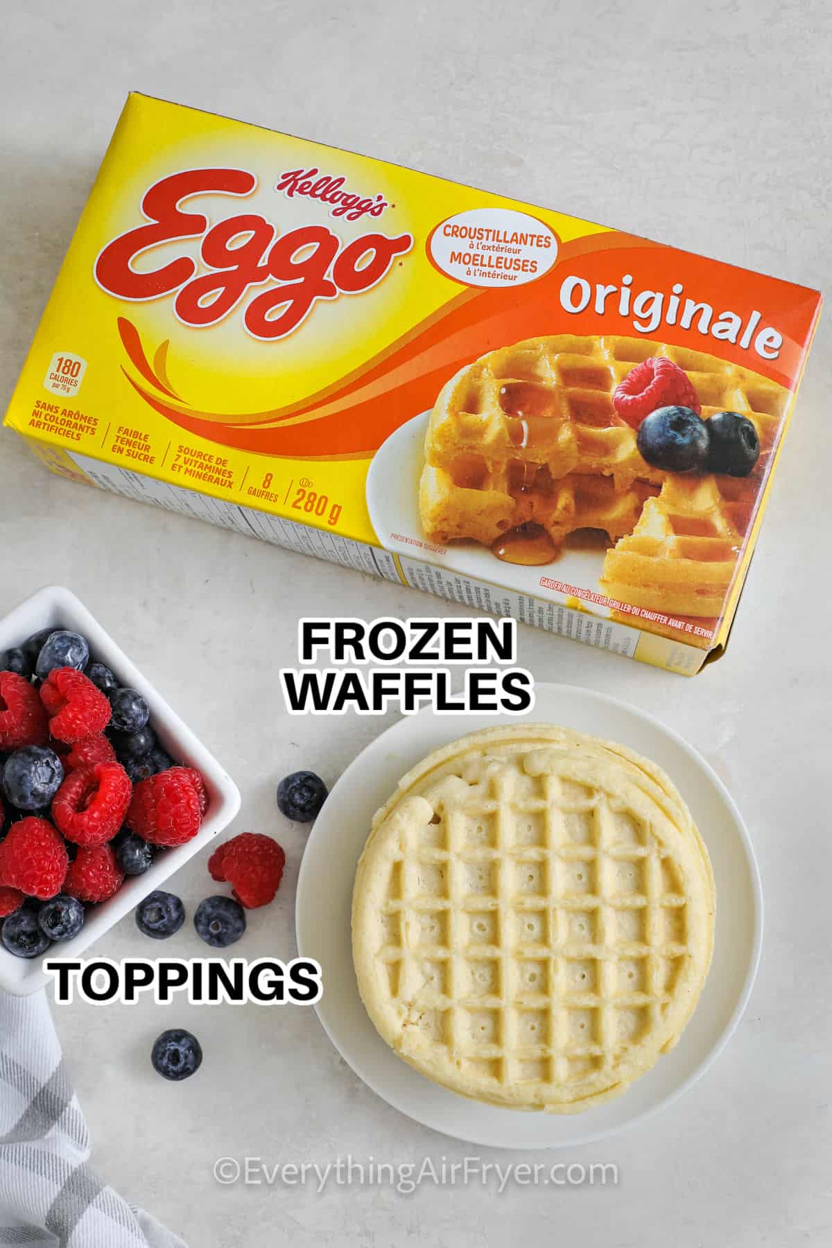 frozen waffles and berries to make Frozen Waffles in the Air Fryer
