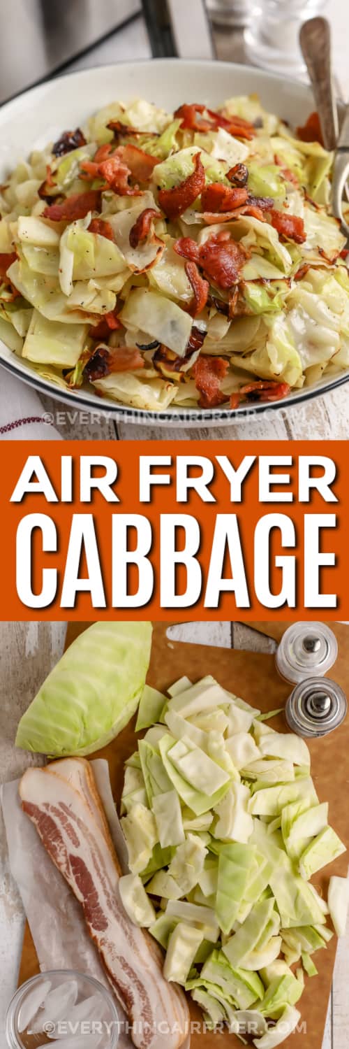 air fryer cabbage and ingredients with text