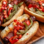 air fryer LA hot dogs on a tray