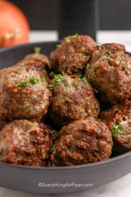 cropped homemade air fryer meatballs in a bowl